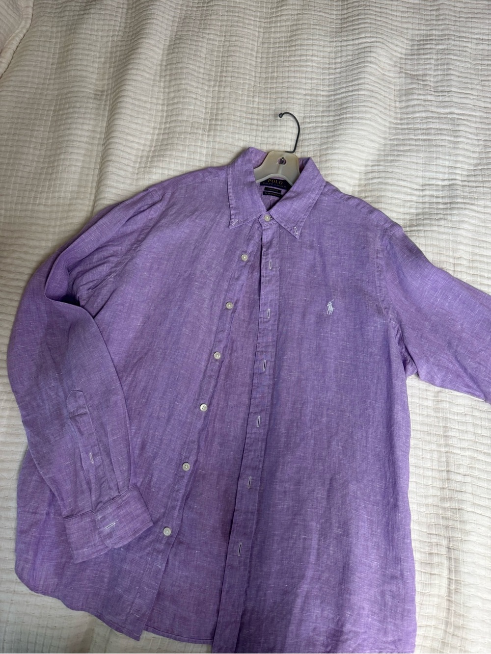 Ralph Lauren Deep Lavender Linen Button-Down Shirt - Untucked fit Men’s Medium